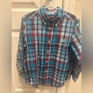 Chaps Boys Plaid Button-Down Shirt in Teal, Red, Navy